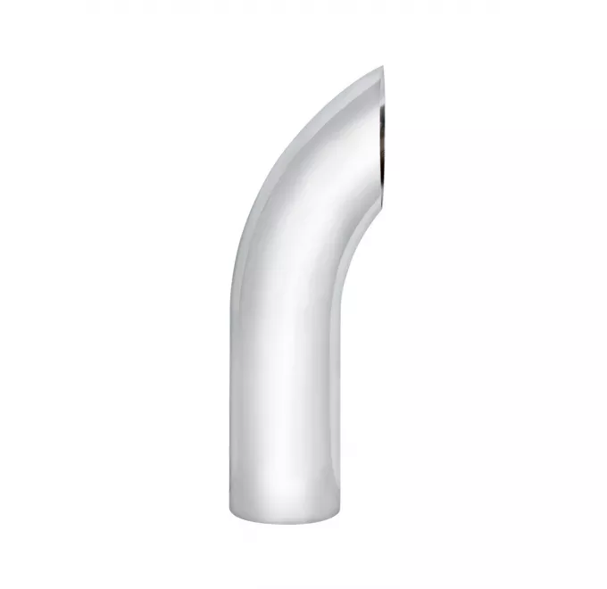 5" Diameter Curved Exhaust Pipe - 18" Length With Flared Bottom & Slot (Chrome Finish)