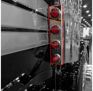 Iowa Customs Stainless Steel Rear Air Cleaner Panel W/ 8 Watermelon Light Holes For Peterbilt 589 - Universal Peterbi...