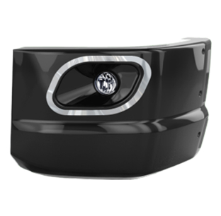 RoadWorks Hybrid A.R.E. Bumper Driver Side Composite End With Standard Fog Light Hole For Kenworth T680, Peterbilt 57...