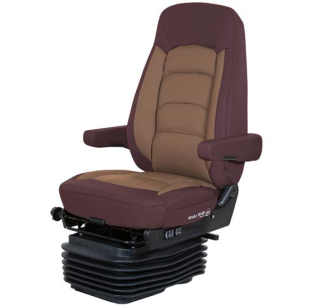 National Seating Widride II Plus Serta Ultraleather Red And Tan Low Base High Back Truck Seat With Dual Arm Rests & D...