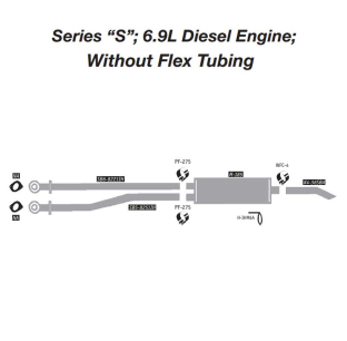 International Series S 6.9L Diesel Engine Exhaust Layout Without Flex Tubing