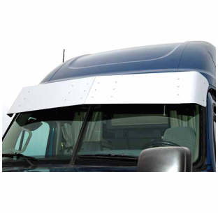 RoadWorks 18 Inch Stainless Steel Drop Visor W/ LED Light Options For Freightliner Cascadia Day Cab 113, 125, 113, 12...