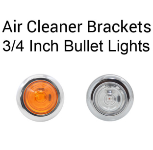 Kenworth W900L 15 Inch Front Center Air Cleaner Light Panels with LED Bullet Lights