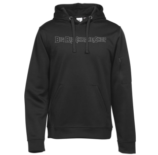 Big Rig Chrome Shop Polyester Hooded Sweatshirt with Zippered Sleeve Pocket and White Embroidered Logo