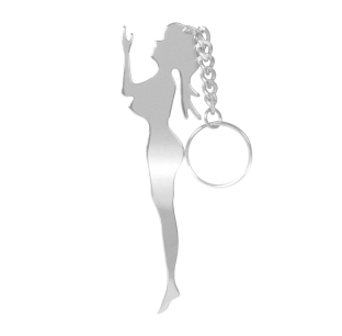 Elegant Chrome Standing Lady Key Chain - Sleek Design, Perfect Fit for Any Set of Keys