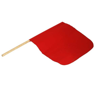 18 x 18 Red Cloth Safety Flag with Wood Staff - Made in USA - Special Order, Non-Returnable