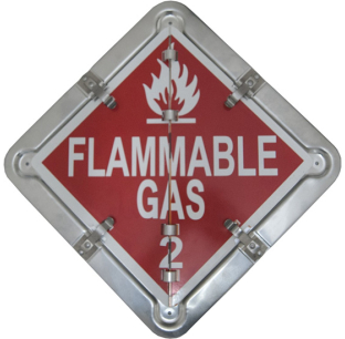 TPHD Aluminum Placard Holder with Flip Signs: Blank, Corrosive, Dangerous, Explosives, Flammable, Gas, Oxidizer, Poison, Radioactive