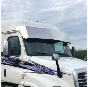 Freightliner Cascadia 2008-2013 Stainless Steel Sun Visor with 10 3/4 Inch Light Cutouts