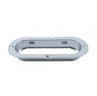 Stainless 6 Inch Oval Mounting Flange for Truck Lights - Universal Fit, Durable Steel, 7 7/8 x 3 5/8 Inch Dimensions
